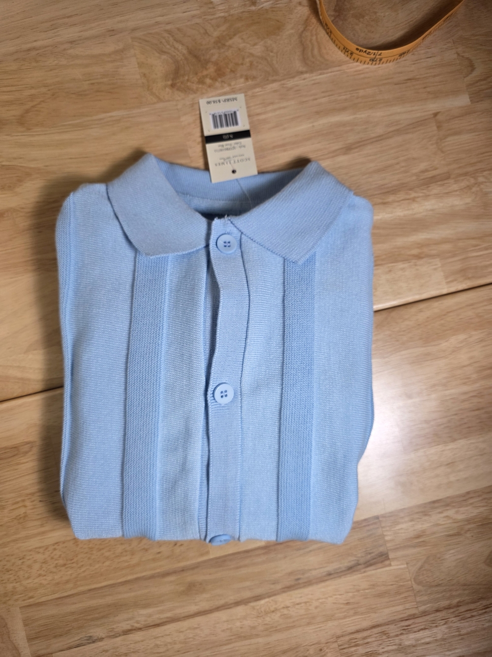 NWT Boys Light Blue Knit Button-Up Polo